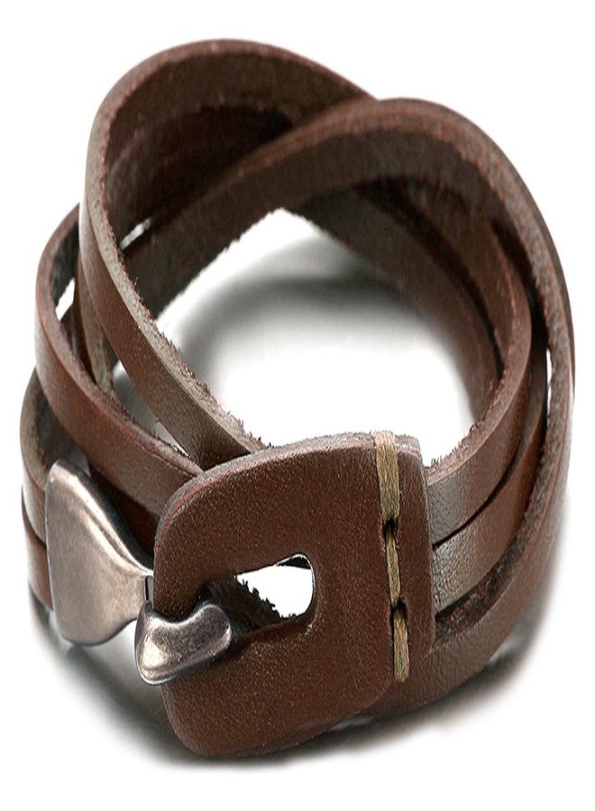 Xusamss Punk Rock Metal Easy Hook Wristband Leather Cuff Bracelet,7.5" wrist - Image 1