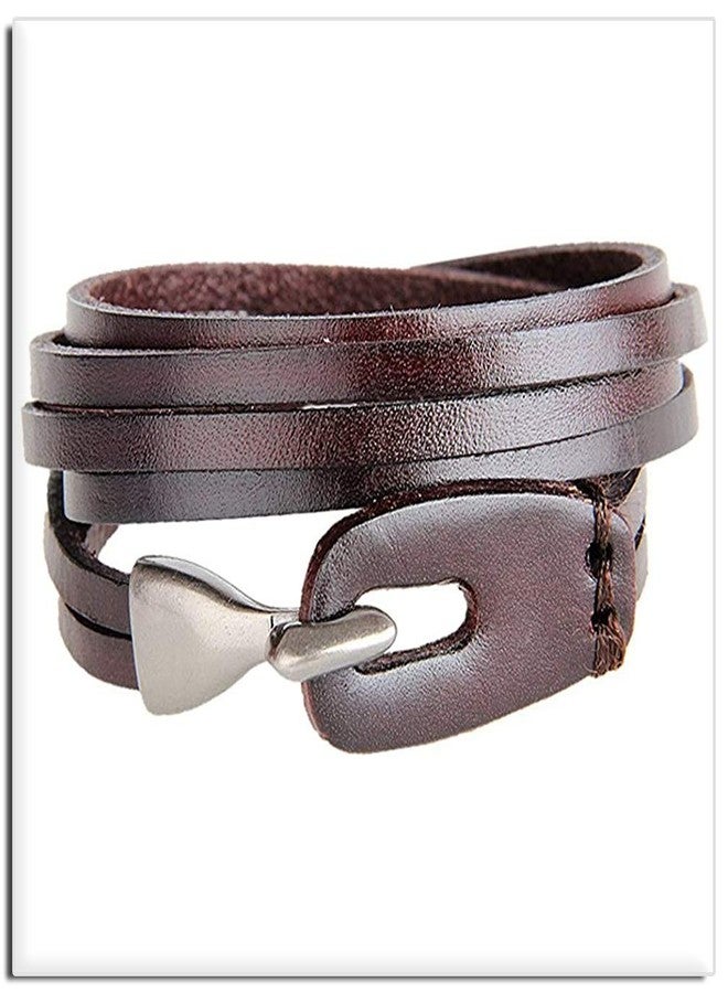 Xusamss Punk Rock Metal Easy Hook Wristband Leather Cuff Bracelet,7.5" wrist - Image 5