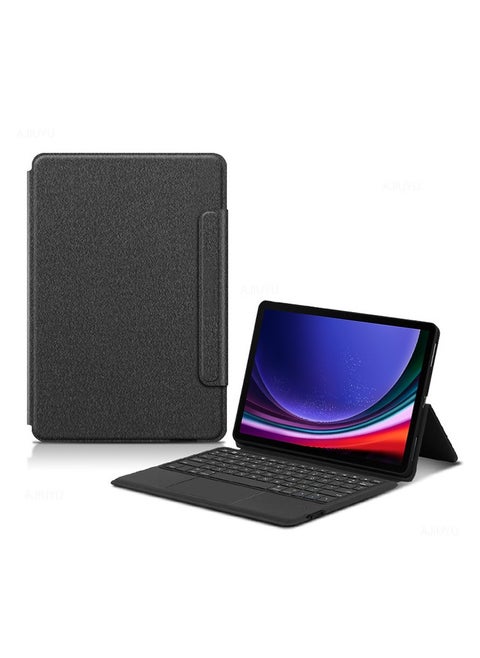متوافق مع كيس لوحة مفاتيح سماعتي بلوتوث لجهاز Samsung Galaxy Tab S9 Ultra. كيس لوحة مفاتيح سحري يتيح سهولة العمل المكتبي والترفيه.