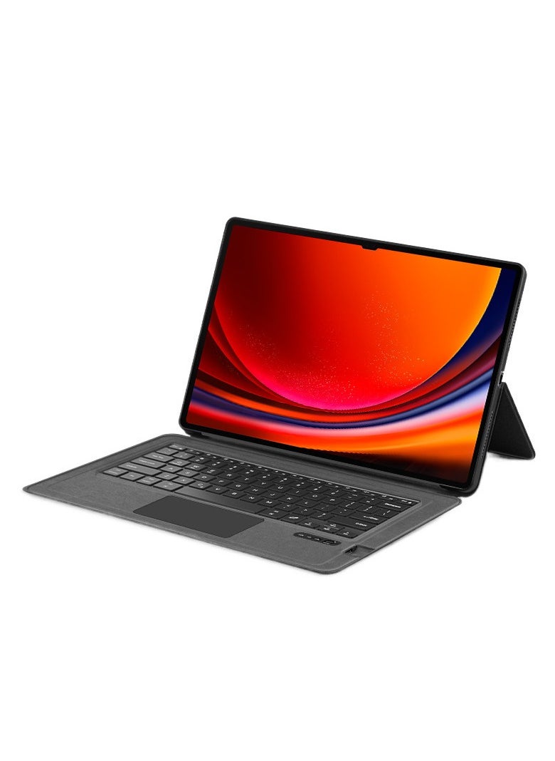 متوافق مع كيس لوحة مفاتيح سماعتي بلوتوث لجهاز Samsung Galaxy Tab S9 Ultra. كيس لوحة مفاتيح سحري يتيح سهولة العمل المكتبي والترفيه.