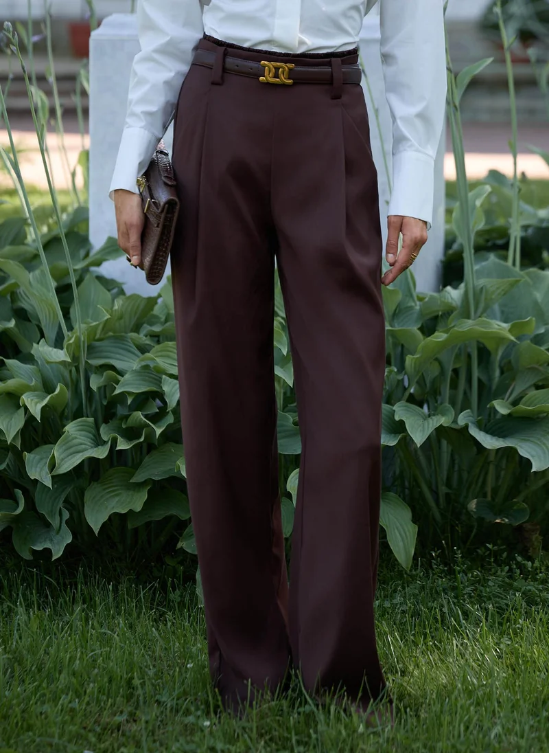 Flared suiting trousers with waist pleats