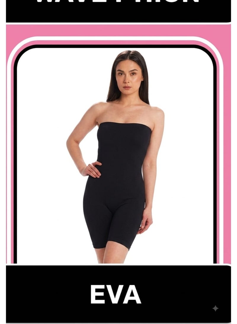 silvy eva lycra strapless bodysuit black