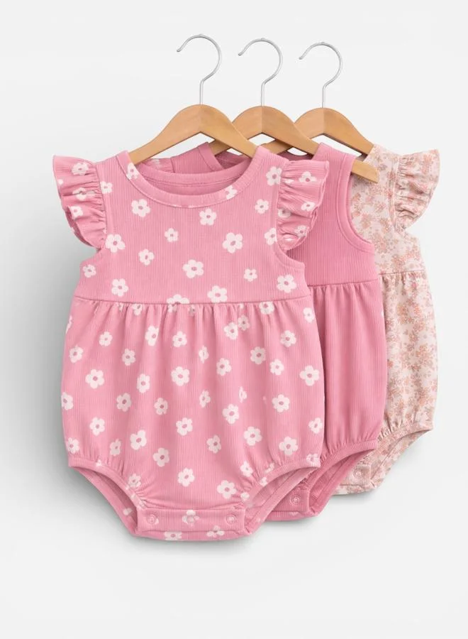 Victor And Jane Baby Girls Floral Sleeveless Bodysuit – Pack of 3