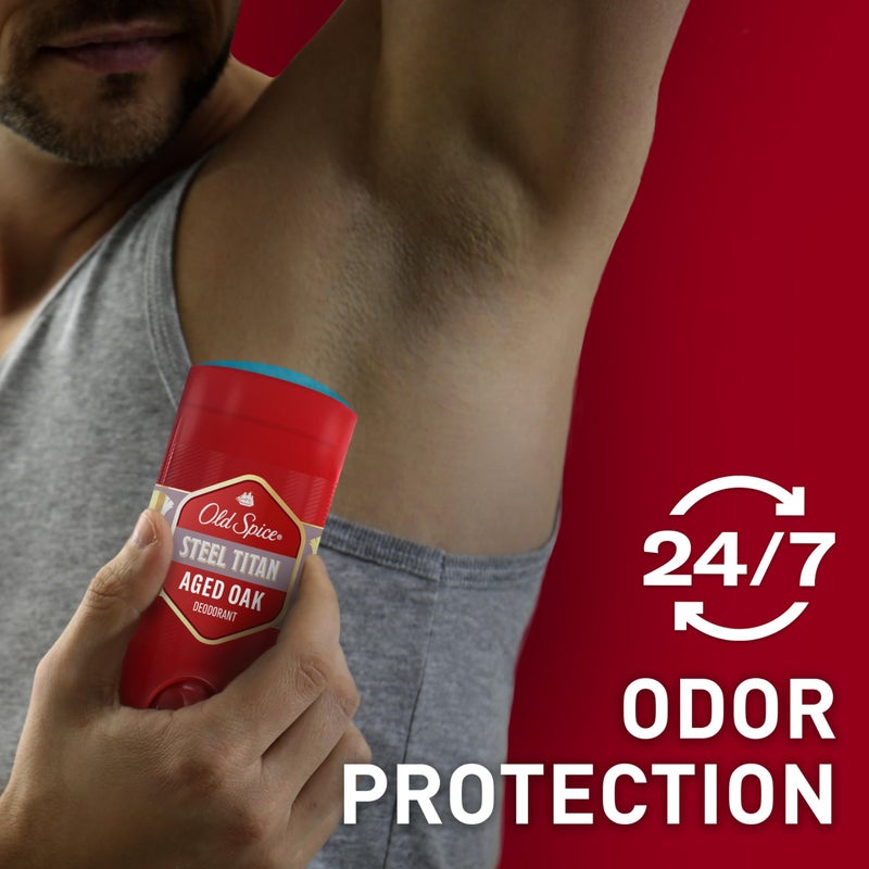 Old Spice مزيل عرق أولد سبايس خالي من الألمنيوم للرجال، حماية من الروائح على مدار 24/7، انتعاش على مدار 24/7 ورائحة تدوم، تيتان برائحة البلوط القديم، 3.0 أونصة (عبوة من 3)  - Image 3
