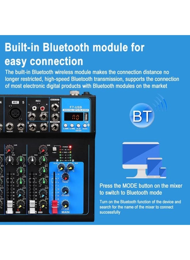 F7 Home 7-channel Bluetooth USB Reverb Mixer, US Plug(Black) - pzsku/ZC10E85D0CA15801A497DZ/45/_/1731458432/e8f85670-6d33-4a9a-980f-45bd04f2dbe8