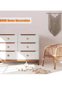 RTYY 4 Pack Boho Rattan Dresser Knobs Wood Drawer Knobs Handmade Woven Boho Wicker Knobs for Cabinets Dresser Handles Hardware Pulls Kitchen Cabinet Knobs Boho Wood Furniture Knobs  - Image 5