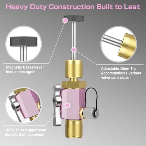 YUNPLE Valve Core Removal Tool for HVAC – Mega-Flow Vacuum Rated, 5/16" System Connection for Home AC Appliance, Compatible with R22 R410A R134a, Essential HVAC Tools - Image 5