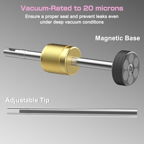 YUNPLE Valve Core Removal Tool for HVAC – Mega-Flow Vacuum Rated, 5/16" System Connection for Home AC Appliance, Compatible with R22 R410A R134a, Essential HVAC Tools - Image 2