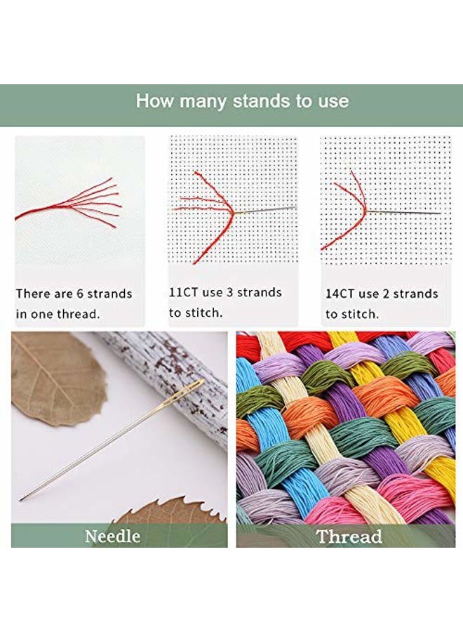 Stitchmelody Stamped Cross Stitch Kits,11CT Printed Pattern DMC Embroidery Set,DIY Kit-4 Cats in The Cups 37cm×17cm - Image 3