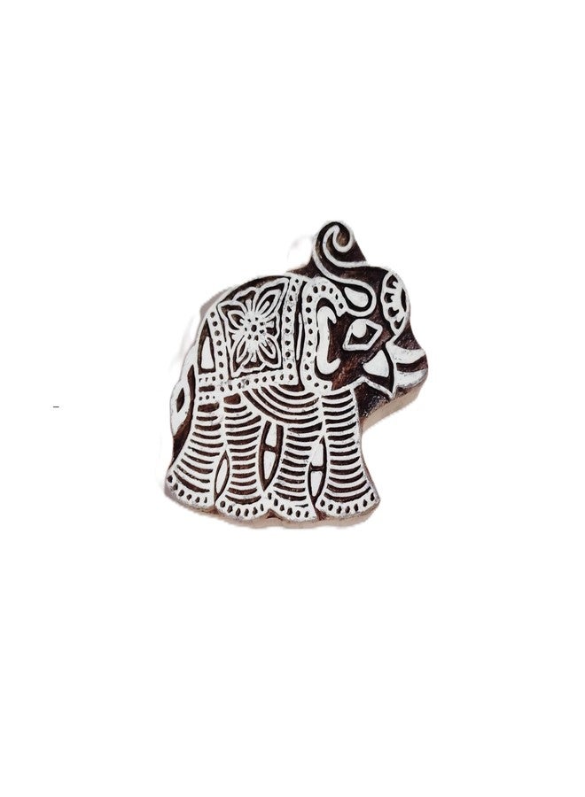 itsy-bitsy Itsy Bitsy Hand Carved Wooden Printing Block Ethnic Elephant W 3inch X L 3inch 1pc Indian Animal Motif Textile Stamp for Craft & Fabric - Image 1