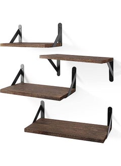 Arabest Floating Shelves, Dark Carbonized Black, 4 Sets of Wall Mounted Shelf for Bathroom Decor, Floating Book Shelves for Wall, Bedroom, Living Room or Kitchen  - Image 1