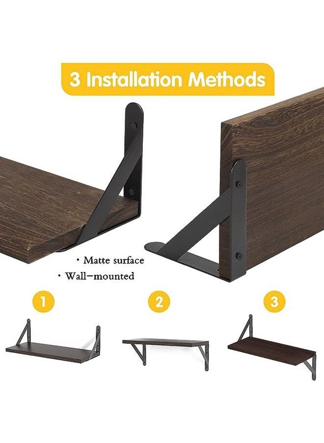 Arabest Floating Shelves, Dark Carbonized Black, 4 Sets of Wall Mounted Shelf for Bathroom Decor, Floating Book Shelves for Wall, Bedroom, Living Room or Kitchen  - Image 2