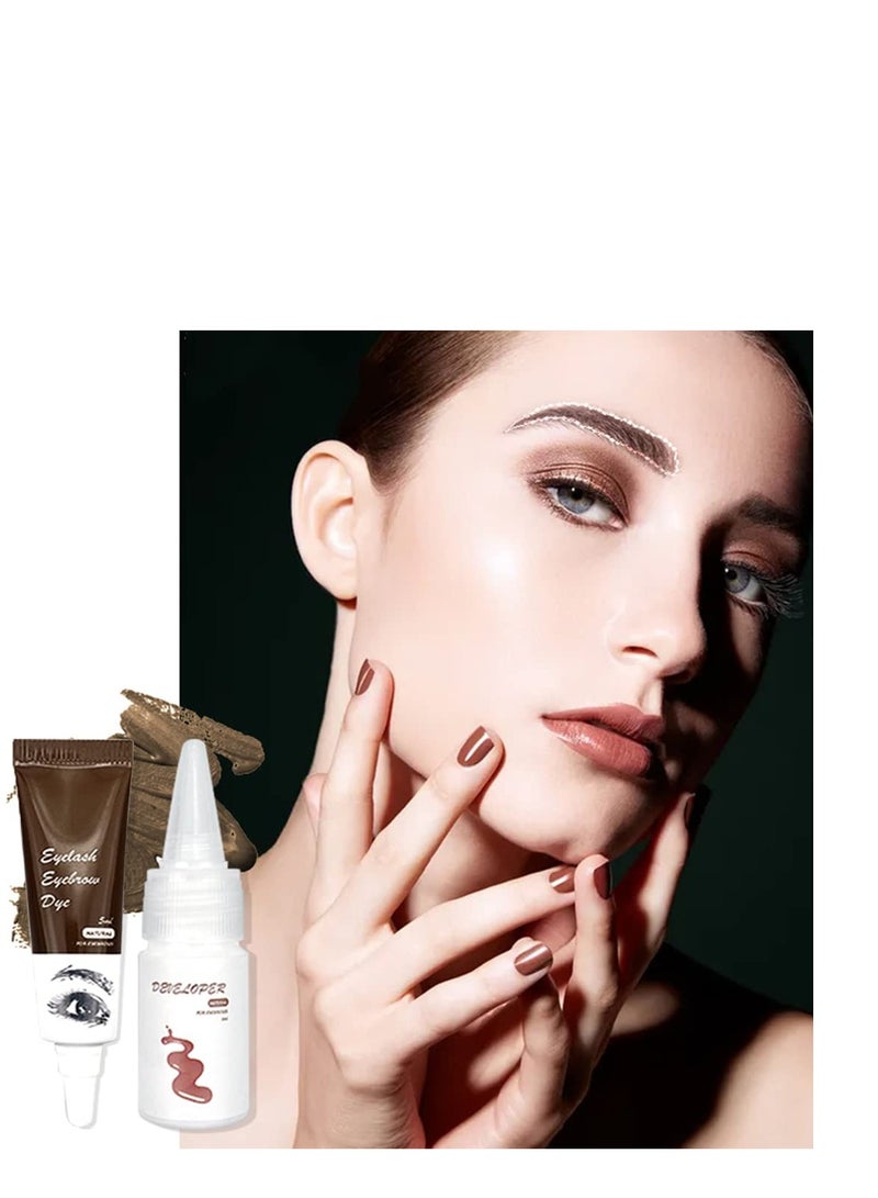 Flora Ruby مجموعة تلوين 2 في 1، مجموعة احترافية لرموش وحواجب، تدوم حتى 6 أسابيع، صبغة شعر يمكنك استخدامها بنفسك، للاستخدام في المنزل أو الصالون، 5 مل (قهوة) - Image 5