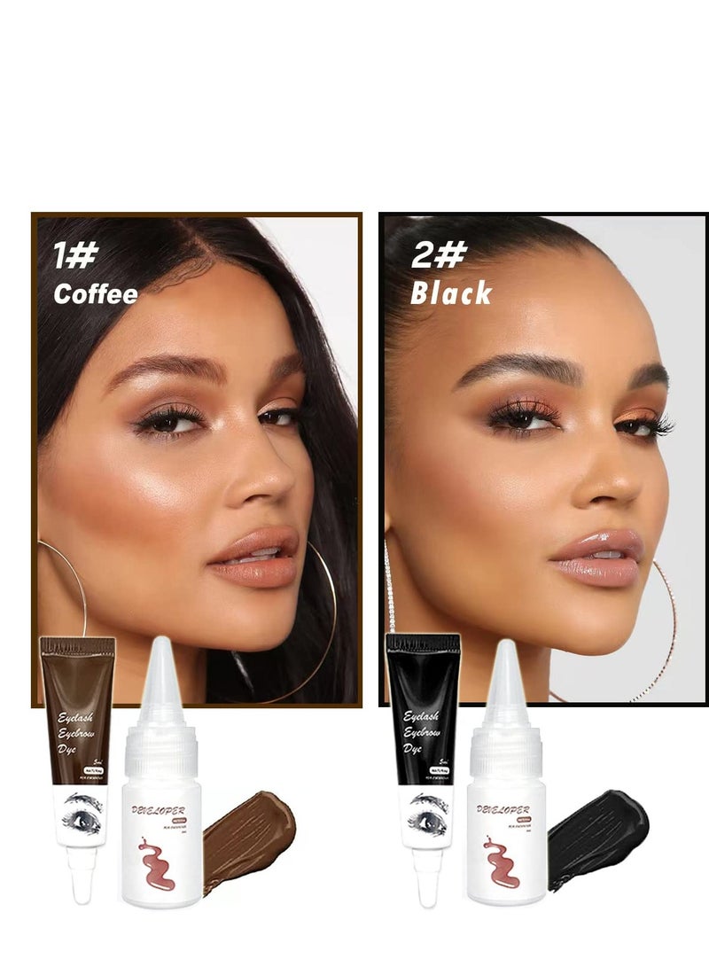 Flora Ruby مجموعة تلوين 2 في 1، مجموعة احترافية لرموش وحواجب، تدوم حتى 6 أسابيع، صبغة شعر يمكنك استخدامها بنفسك، للاستخدام في المنزل أو الصالون، 5 مل (قهوة) - Image 3