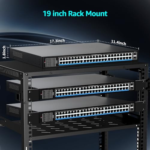 NICGIGA 48 Port Gigabit PoE Switch Unmanaged with 48 Port IEEE802.3af/at PoE+@400W, 2 x 1G SFP, NICGIGA 50 Port Network Power Over Ethernet Switch, Desktop/Rackmount - Image 4