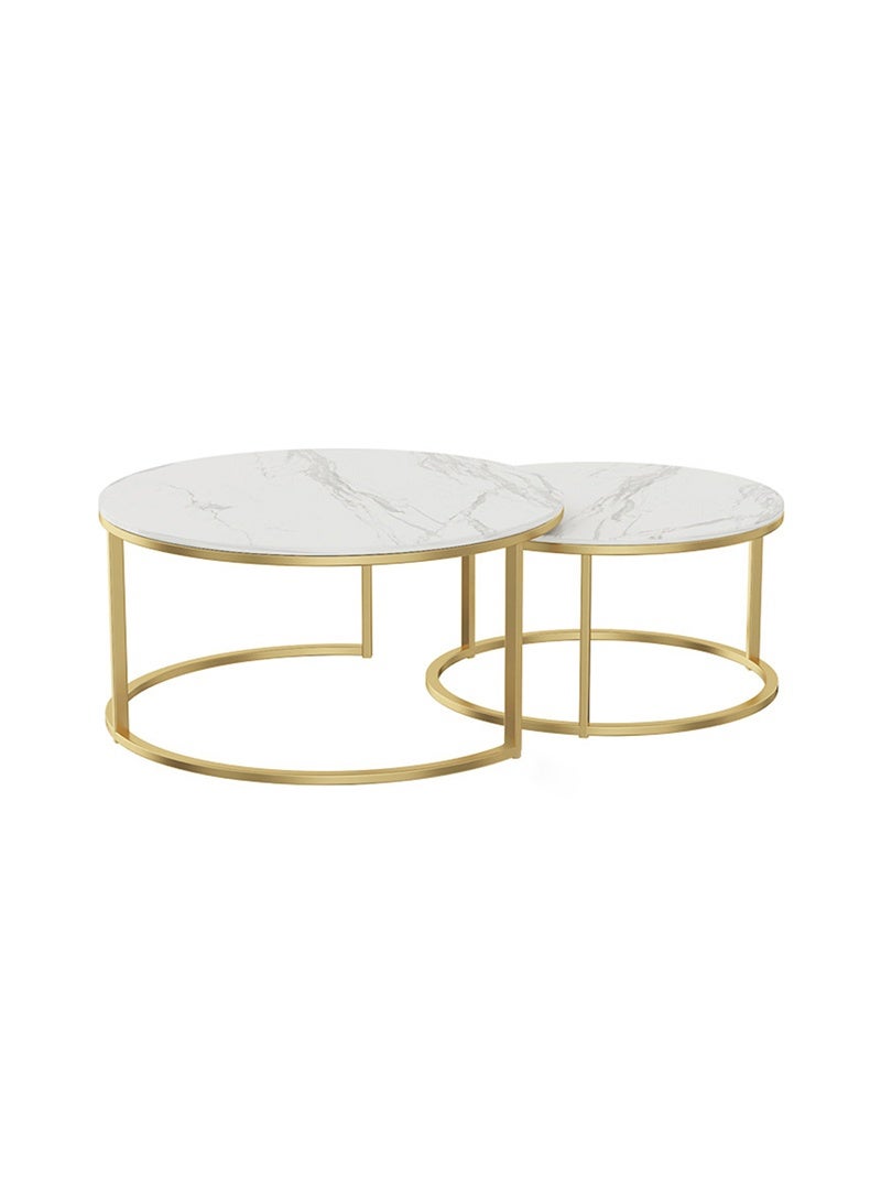 Sharpdo Modern Living Room Home Light Luxury Slate Round Tea Table - Image 4