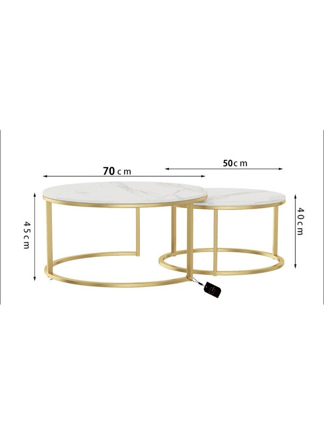 Sharpdo Modern Living Room Home Light Luxury Slate Round Tea Table - Image 5