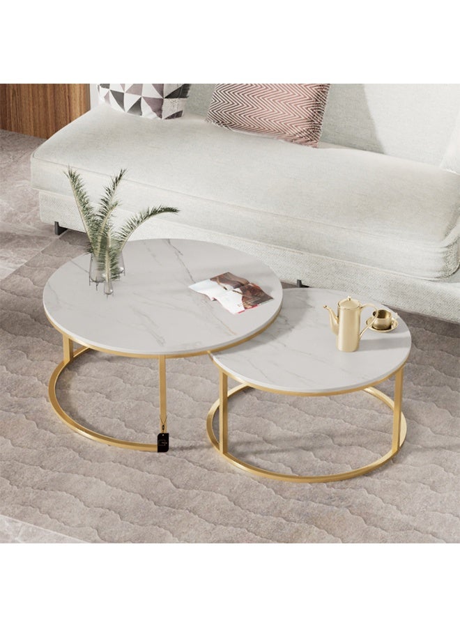 Sharpdo Modern Living Room Home Light Luxury Slate Round Tea Table - Image 1