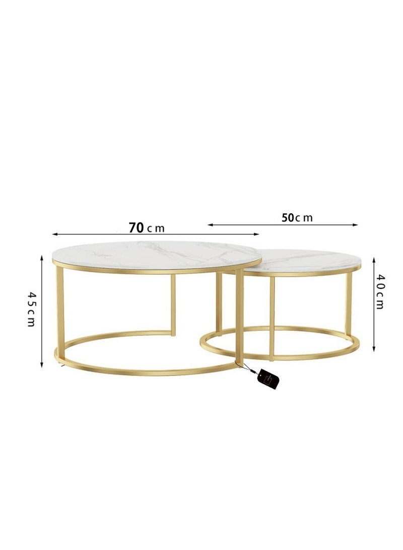 Sharpdo Modern living room home light luxury slate round tea table  - Image 5