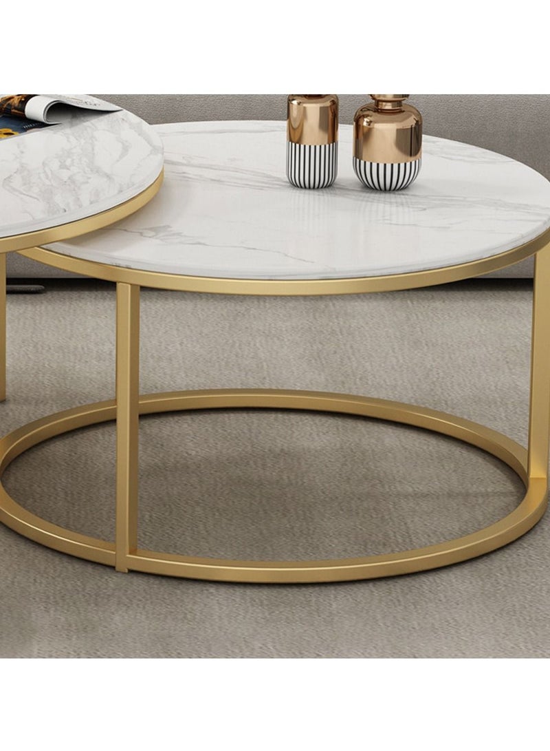Sharpdo Modern living room home light luxury slate round tea table  - Image 2