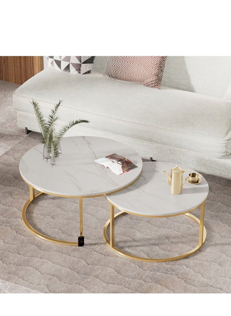 Sharpdo Modern living room home light luxury slate round tea table  - Image 4
