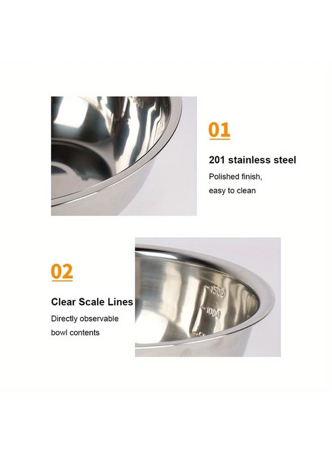 3 Pcs Stainless Steel Mixing Bowl Set 30 54 69 Ounces Salad Serving Bowls - Image 5
