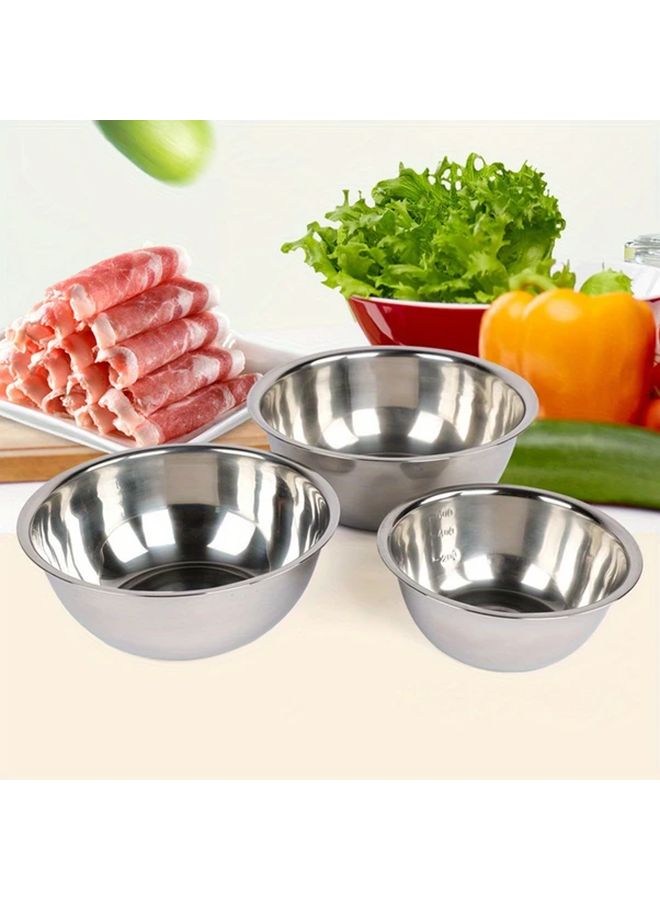 3 Pcs Stainless Steel Mixing Bowl Set 30 54 69 Ounces Salad Serving Bowls - Image 1
