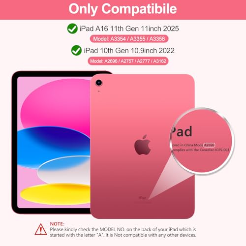 COO for iPad 11/10th Gen Case with Keyboard(11" A16 2025 & 10.9" 2022)-7 Colors Backlit Wireless Detachable Bluetooth Keyboard Cover with Pencil Holder, Auto Wake/Sleep for iPad A16 KeyboardCase(Pink) - Image 3