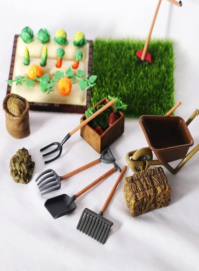 aoukoslt 1 Set Dollhouse Miniatures, 1/12 Scale Miniature Dollhouse Farm Tool Accessories, Plastic Mini Farm Tool Shovel Rake for Micro-Landscape Scene Lightweight Dollhouse Decor, Decorations - Image 3