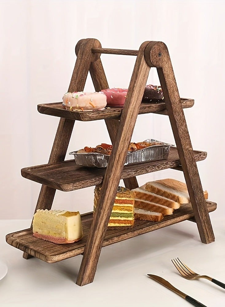 Three-Tier Wooden Tray, Rectangular Food Tray with Removable Stand, Suitable for Kitchen, Cupcakes, Spices, Delicatessen, Party, Home Decor, Durable, Eco-Friendly, Space-Saving, Easy to Clean, Perfect for Serving, Hosting, Gift Idea, Modern Design  - Image 1