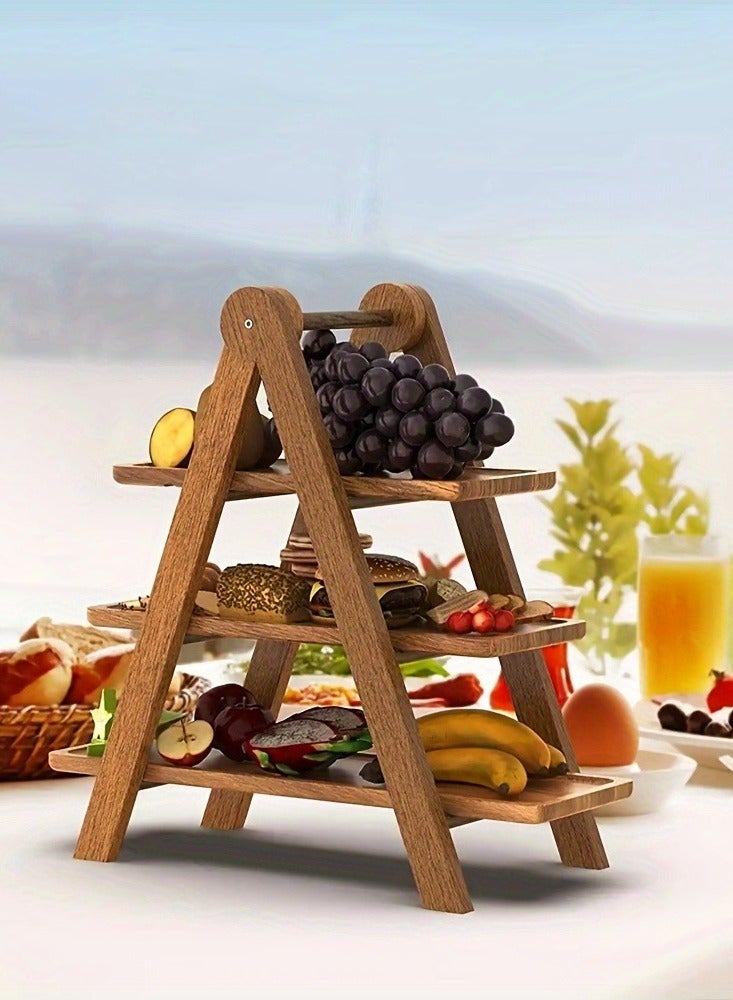 Three-Tier Wooden Tray, Rectangular Food Tray with Removable Stand, Suitable for Kitchen, Cupcakes, Spices, Delicatessen, Party, Home Decor, Durable, Eco-Friendly, Space-Saving, Easy to Clean, Perfect for Serving, Hosting, Gift Idea, Modern Design  - Image 4