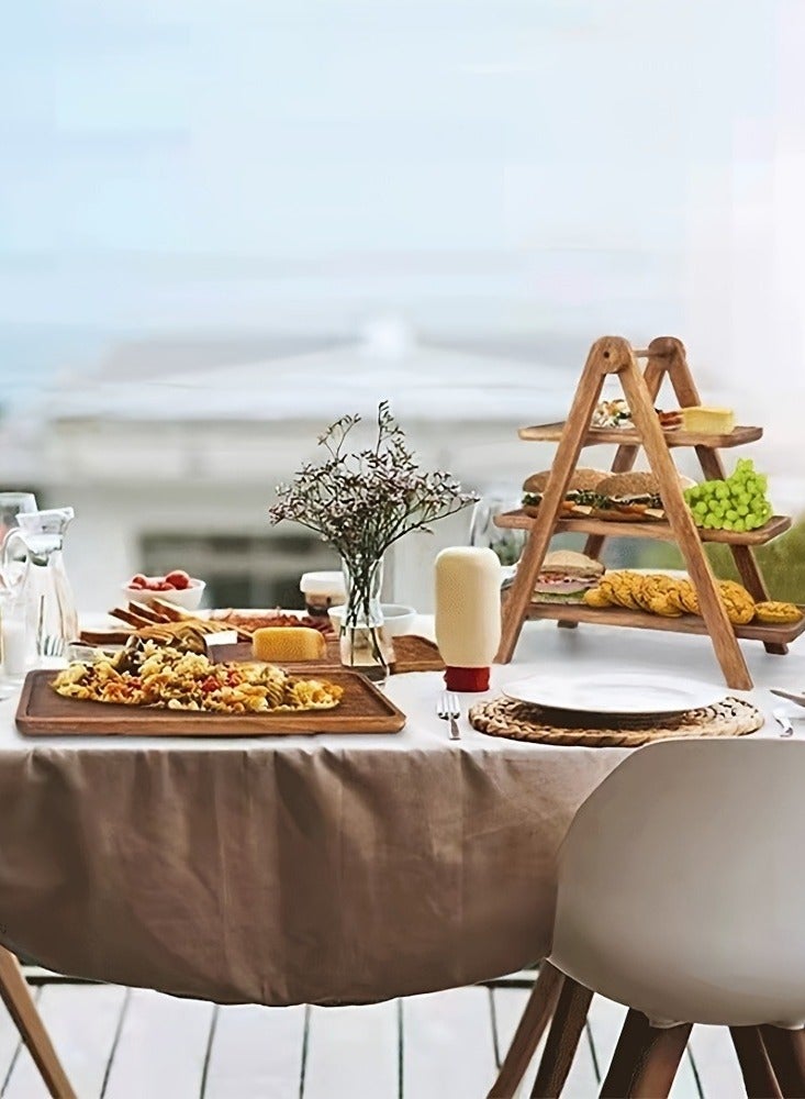 Three-Tier Wooden Tray, Rectangular Food Tray with Removable Stand, Suitable for Kitchen, Cupcakes, Spices, Delicatessen, Party, Home Decor, Durable, Eco-Friendly, Space-Saving, Easy to Clean, Perfect for Serving, Hosting, Gift Idea, Modern Design  - Image 5