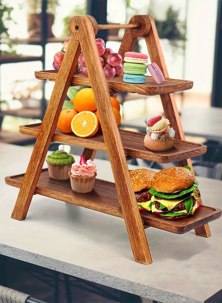 Three-Tier Wooden Tray, Rectangular Food Tray with Removable Stand, Suitable for Kitchen, Cupcakes, Spices, Delicatessen, Party, Home Decor, Durable, Eco-Friendly, Space-Saving, Easy to Clean, Perfect for Serving, Hosting, Gift Idea, Modern Design  - Image 3