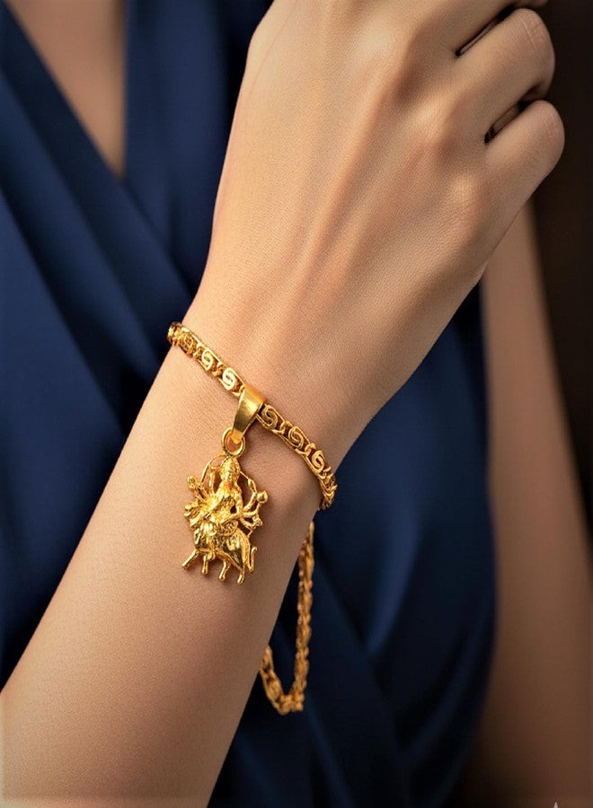 CHARMS Maa Durga Gold Plated Spiritual Pendant with Rudraksha Mala – Hindu Protection Necklace - Image 4