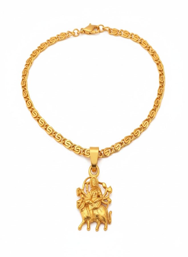 CHARMS Maa Durga Gold Plated Spiritual Pendant with Rudraksha Mala – Hindu Protection Necklace - Image 1