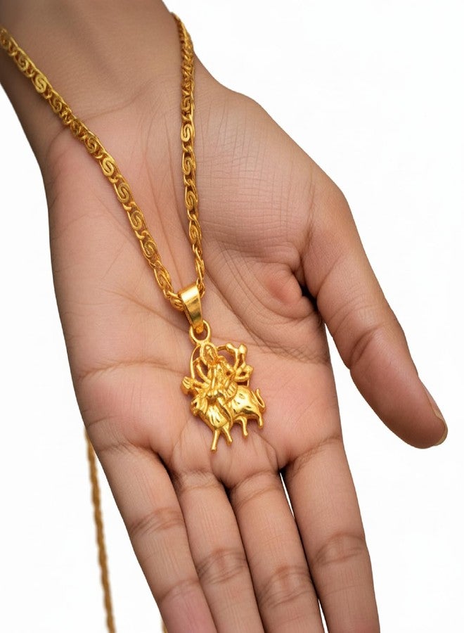 CHARMS Maa Durga Gold Plated Spiritual Pendant with Rudraksha Mala – Hindu Protection Necklace - Image 3