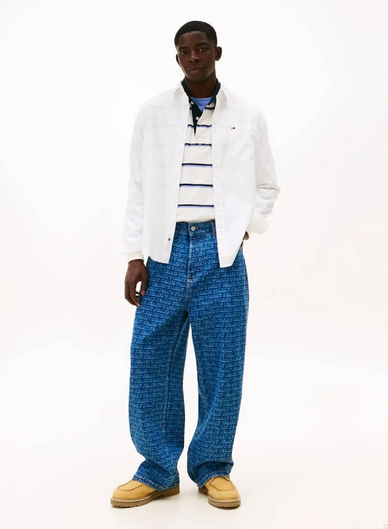 TOMMY JEANS white Relaxed Fit Oxford Cool Shirt for Men | Best Price UAE