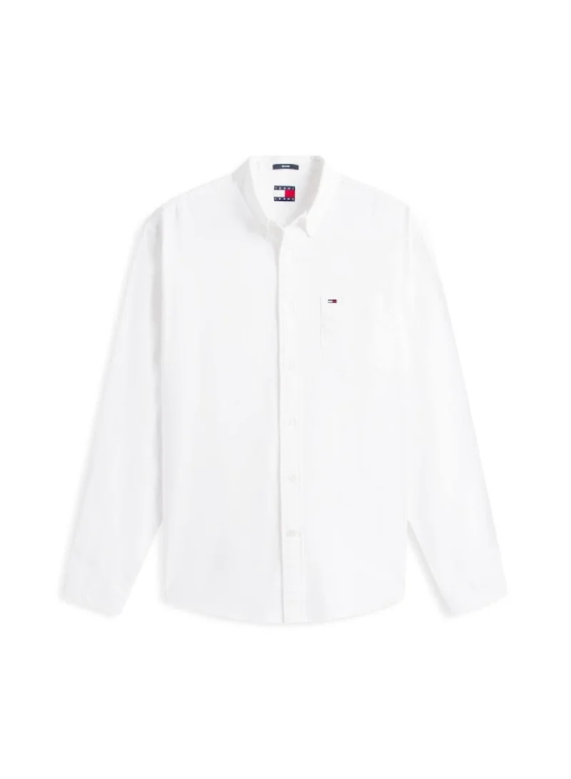 TOMMY JEANS white Relaxed Fit Oxford Cool Shirt for Men | Best Price UAE