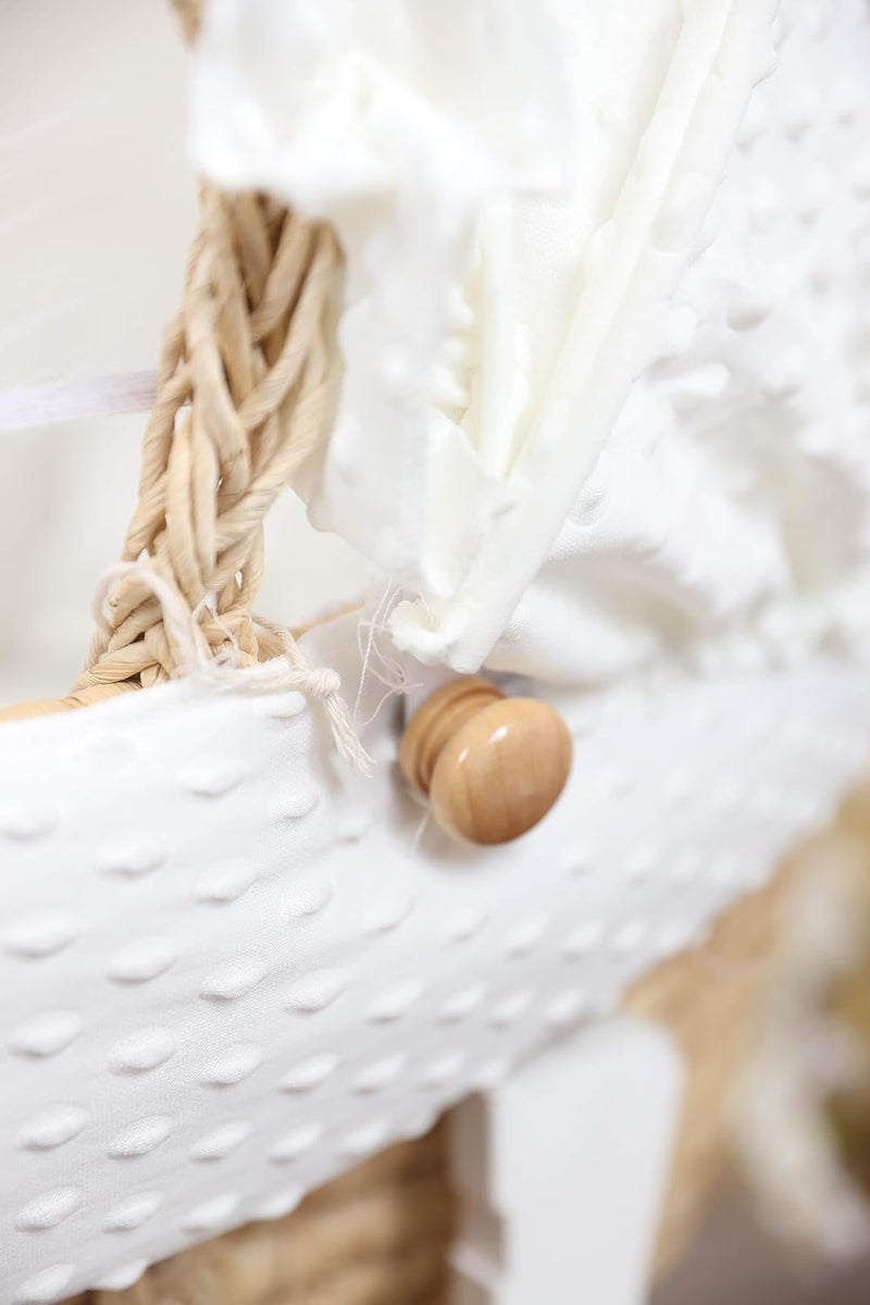 Moses Basket Sugar Baby Bed with Wooden Rocking Stand White - Image 3