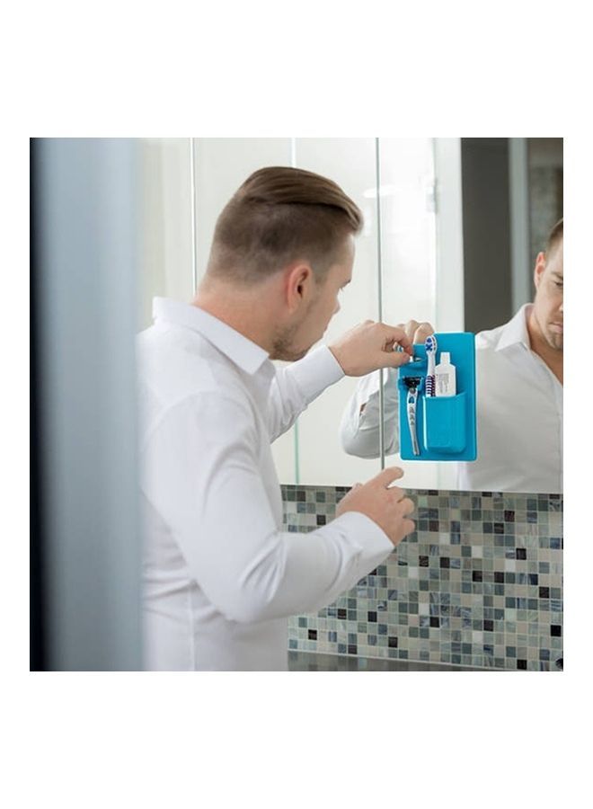 NIBEMINENT Silicone Toothbrush Holder Bathroom Organizer Storage Mighty Toothpaste Razor Blue 22 x 5 17cm - Image 1