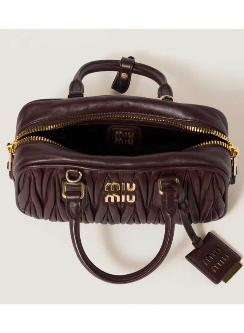 مياو مياو حقيبة أركاديا ماتيلاسيه نابا للنساء، حقيبة توت للنساء، حقيبة كتف للنساء، حقيبة كروس للنساء، حقيبة يد نسائية، لون بني فاتح - Image 5