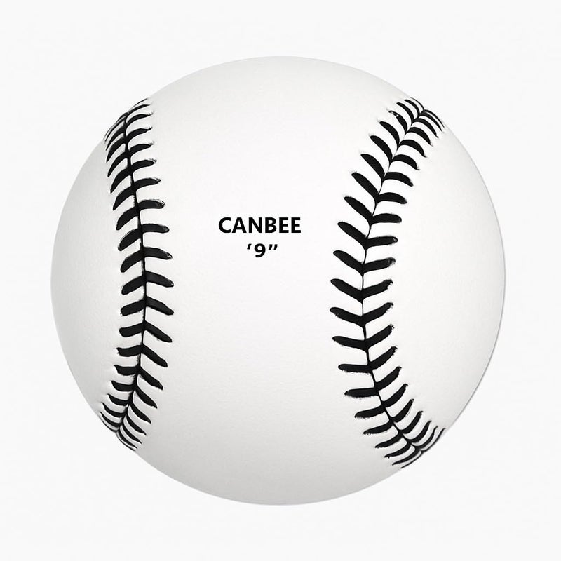 Canbee MBL PVC Baseball Ball Official Size 9 inches, White, Youth, Baseball, 1 or 2 Pieces Red Stiching and Black Stiching (White-Black-1) - Image 1