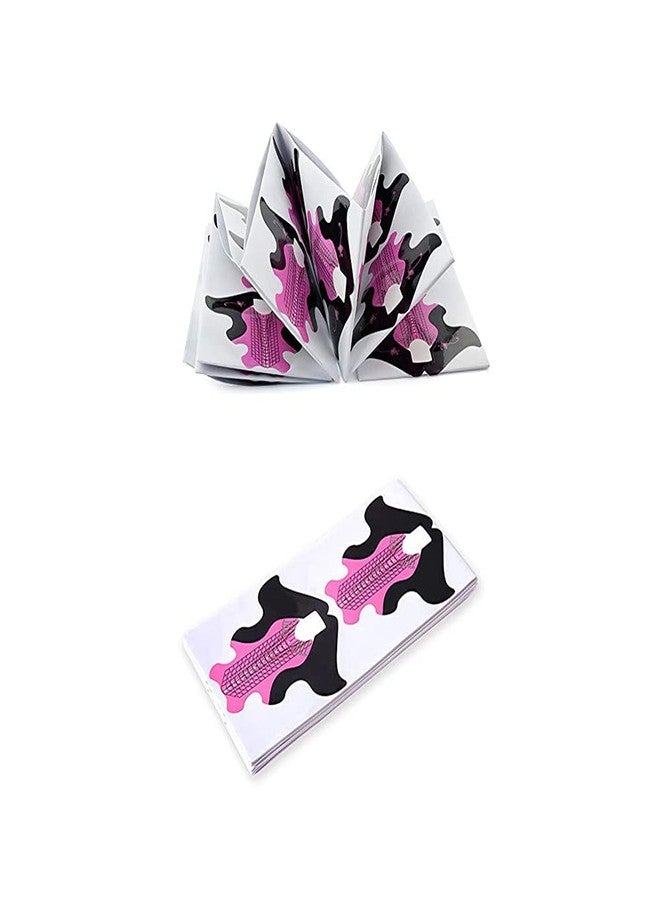 AISIBO 100pcs Extra Long Art Nail Extension Paper Nail Art Tips Guide Sticker French DIY Tool UV GEL Form Guide Stickers (Fish Patten Pink) - Image 4