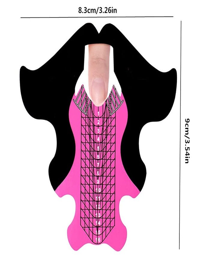 AISIBO 100pcs Extra Long Art Nail Extension Paper Nail Art Tips Guide Sticker French DIY Tool UV GEL Form Guide Stickers (Fish Patten Pink) - Image 2