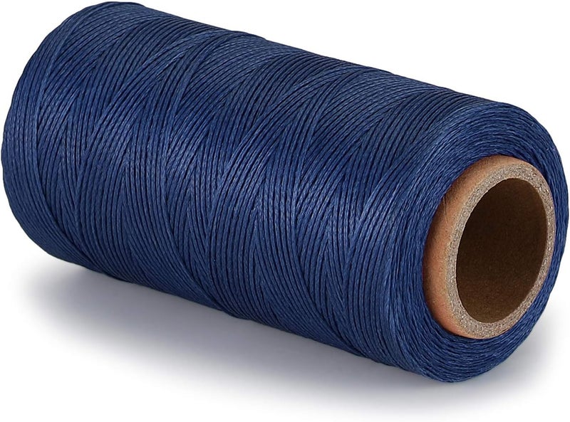 Flexzion Waxed Thread - 284 Yards 0.8mm 150D Polyester Wax Thread for Leather Sewing, Bookbinding, Stitching, & DIY Projects (Navy Blue) - Image 2