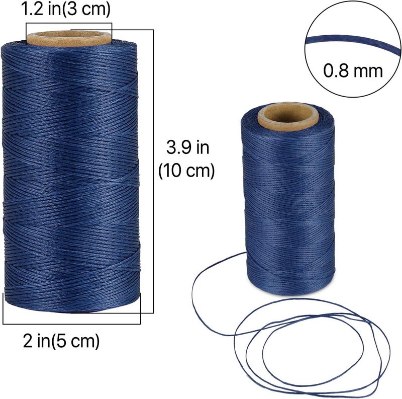 Flexzion Waxed Thread - 284 Yards 0.8mm 150D Polyester Wax Thread for Leather Sewing, Bookbinding, Stitching, & DIY Projects (Navy Blue) - Image 3