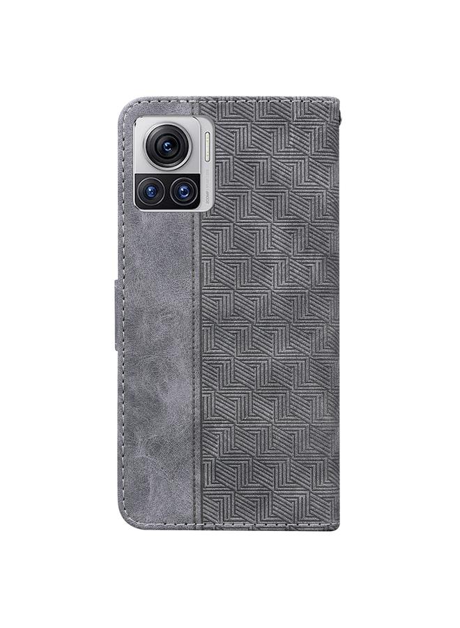 اس-توب جراب لهاتف Motorola Moto X30 Pro 5G / Edge 30 Ultra جراب هاتف جلدي قابل للطي منقوش هندسيًا - Image 3