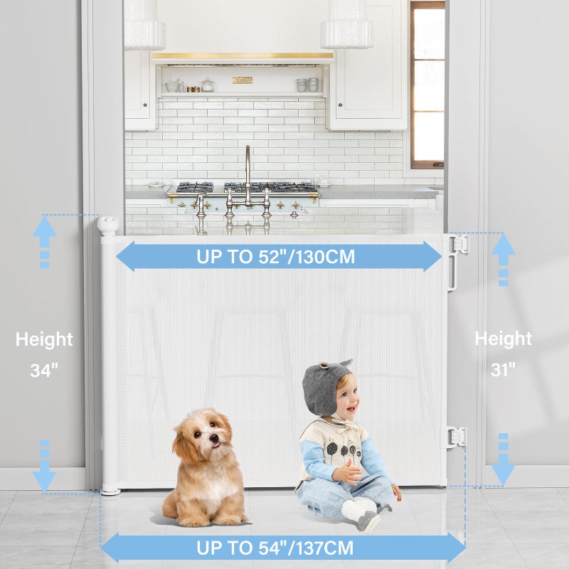PRObebi Retractable Baby & Dog Gate - Extends to 54" Wide, 34" Tall - Stair, Doorway & Hallway Use - Image 4