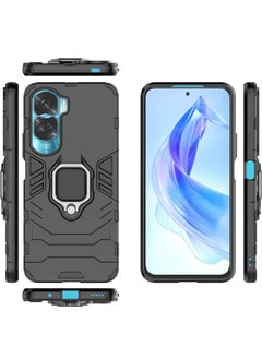 Honor 90 Lite Case, Built-in 360° Rotate Ring Kickstand, Shockproof Drop Proof, Heavy Duty Shockproof Case for Honor 90 Lite (6.7"), Black