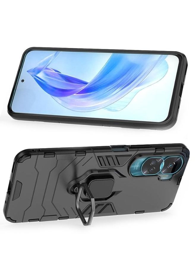 RUGGED SHIELD - Honor 90 Lite Case, Built-in 360° Rotate Ring Kickstand, Shockproof Drop Proof, Heavy Duty Shockproof Case for Honor 90 Lite (6.7"), Black - Image 1
